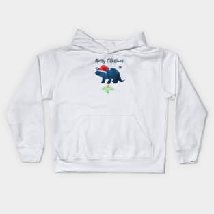 Christmas Dinosaur Art - Triceratops Kids Hoodie